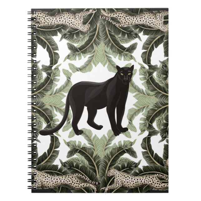 Seamless pattern with tropical leaves and animals notebook (Front)