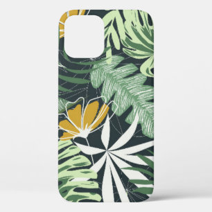 Seamless pattern with tropical leaves and flowers iPhone 12 case