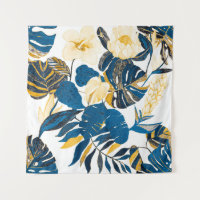 Seamless pattern with tropical leaves and flowers