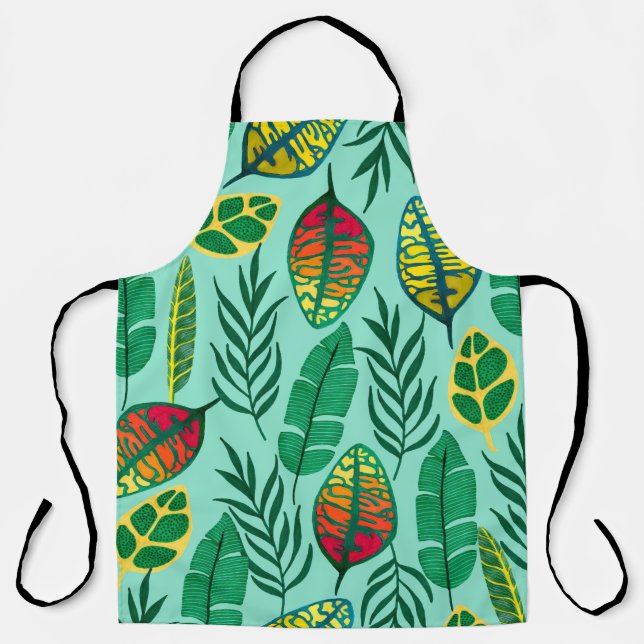 Seamless pattern with tropical leaves. Gouache art Apron (Front)