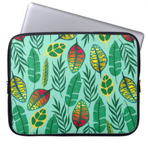Seamless pattern with tropical leaves. Gouache art Laptop Sleeve