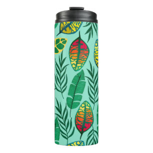 Seamless pattern with tropical leaves. Gouache art Thermal Tumbler