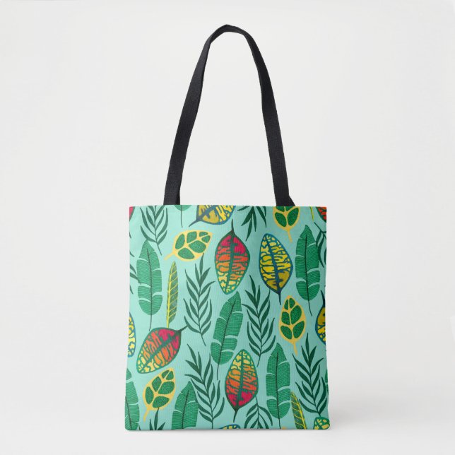 Seamless pattern with tropical leaves. Gouache art Tote Bag (Front)