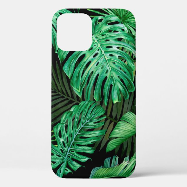 Seamless pattern with tropical leaves on a dark ba Case-Mate iPhone case (Back)