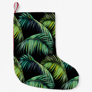 Seamless pattern with tropical palm leaves. Waterc Small Christmas Stocking
