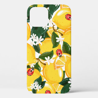Seamless pattern with tropical summer lemon fruits iPhone 12 case