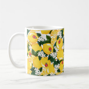 Seamless pattern with tropical summer lemon fruits coffee mug