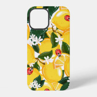 Seamless pattern with tropical summer lemon fruits