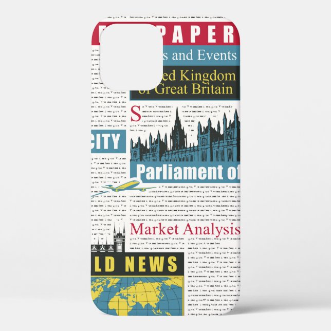  seamless pattern with UK or London newspaper. Pag Case-Mate iPhone Case (Back)