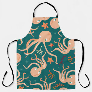 Seamless pattern with underwater ocean animals, cu apron