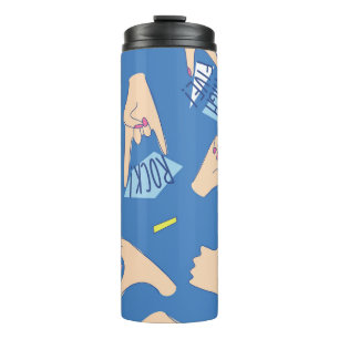 Seamless pattern with various hands gestures in br thermal tumbler