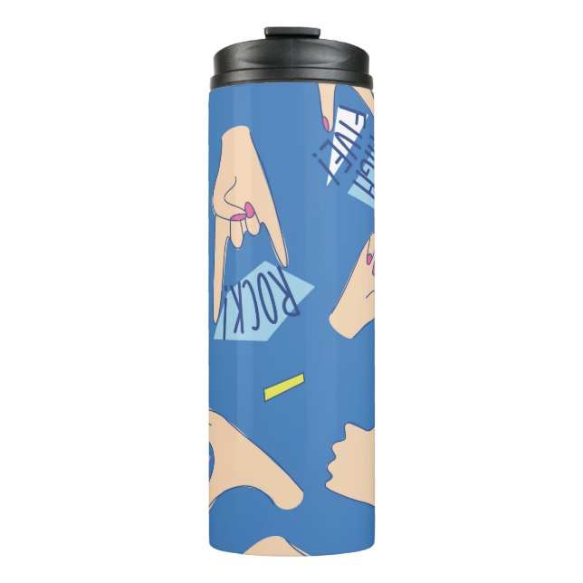 Seamless pattern with various hands gestures in br thermal tumbler (Front)