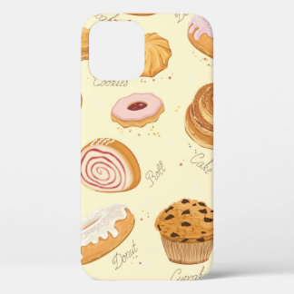 Seamless pattern with various pastries iPhone 12 case