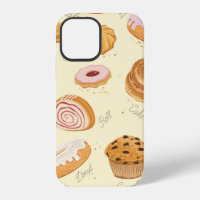 Seamless pattern with various pastries