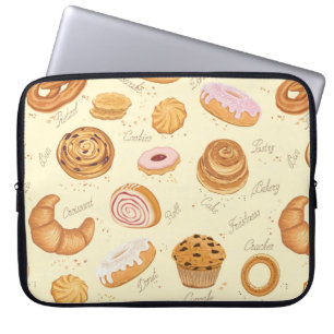 Seamless pattern with various pastries laptop sleeve