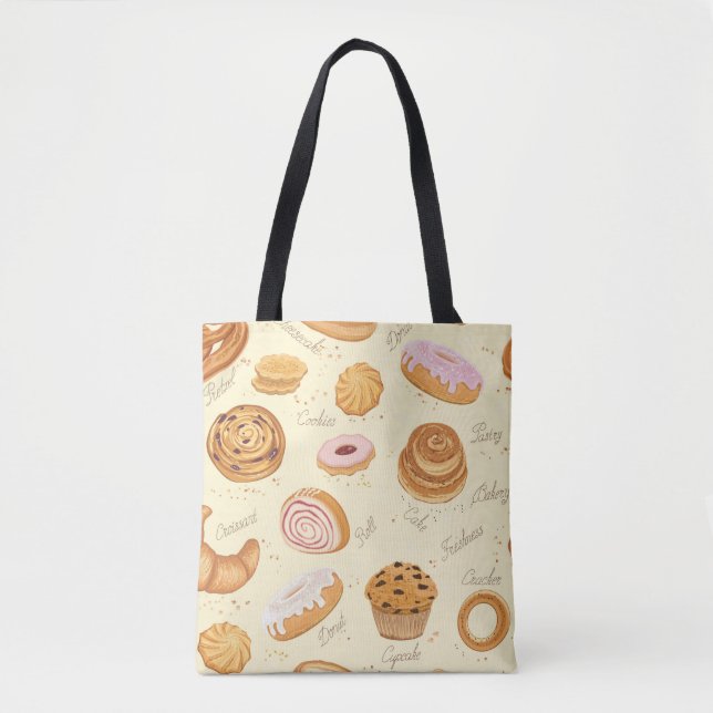 Seamless pattern with various pastries tote bag (Front)