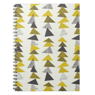 Seamless pattern with various triangles in retro s notebook