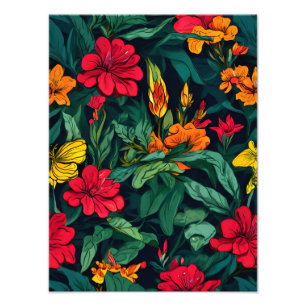 Seamless Pattern with Vibrant Flowers Photo Print