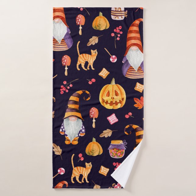 Seamless pattern with vintage Halloween elements.  Bath Towel (Bath Towel)