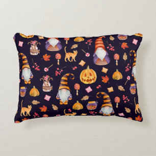 Seamless pattern with vintage Halloween elements. Decorative Cushion
