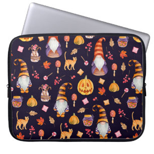 Seamless pattern with vintage Halloween elements.  Laptop Sleeve
