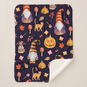 Seamless pattern with vintage Halloween elements.  Sherpa Blanket