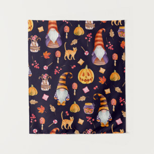 Seamless pattern with vintage Halloween elements.  Tapestry