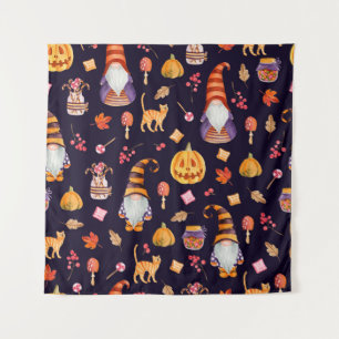 Seamless pattern with vintage Halloween elements. Tapestry