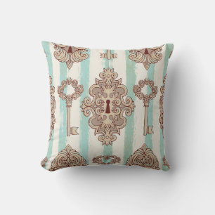 Seamless pattern with vintage keys and locks. Free Cushion
