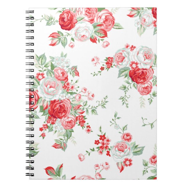 Seamless pattern with vintage roses, summer design notebook (Front)