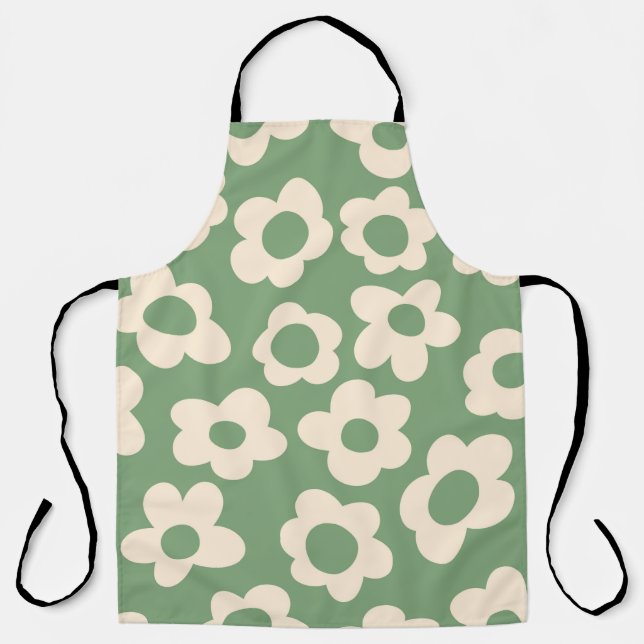 Seamless pattern with vintage vintage groovy flowe apron (Front)