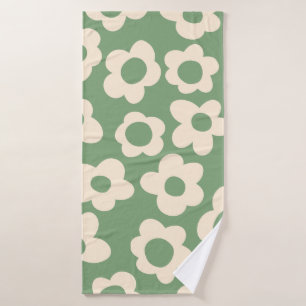 Seamless pattern with vintage vintage groovy flowe bath towel