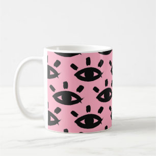 Seamless pattern with watercolor eyes coffee mug
