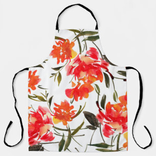 Seamless pattern with watercolor flowers. Hand-dra Apron