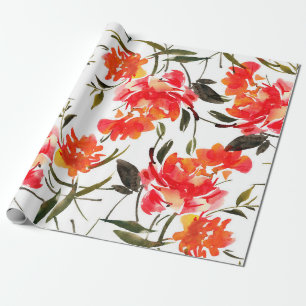 Seamless pattern with watercolor flowers. Hand-dra Wrapping Paper