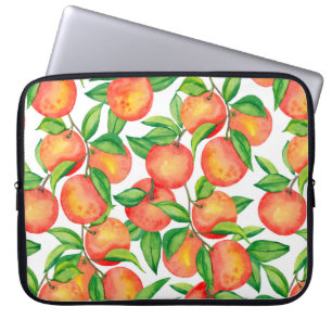 Seamless pattern with watercolor mandarin fruit an laptop sleeve