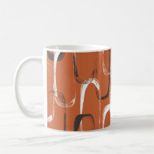 Seamless pattern with watercolor orange coffee mug