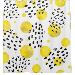 Seamless pattern with watercolor polka dots shower curtain