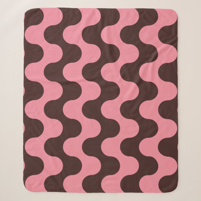 Seamless pattern with wavy stripes in retro style. sherpa blanket (Front)