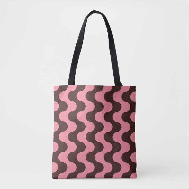 Seamless pattern with wavy stripes in retro style. tote bag (Front)
