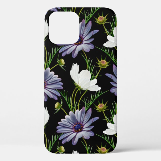 Seamless pattern with white cosmos and blue daisy  Case-Mate iPhone case (Back)