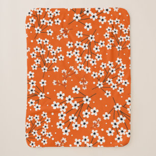 Seamless pattern with white small flowers sherpa blanket