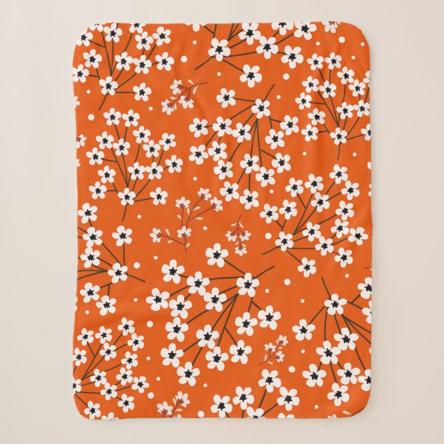 Seamless pattern with white small flowers sherpa blanket (Front)