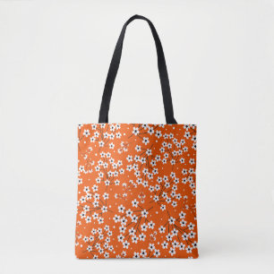 Seamless pattern with white small flowers tote bag