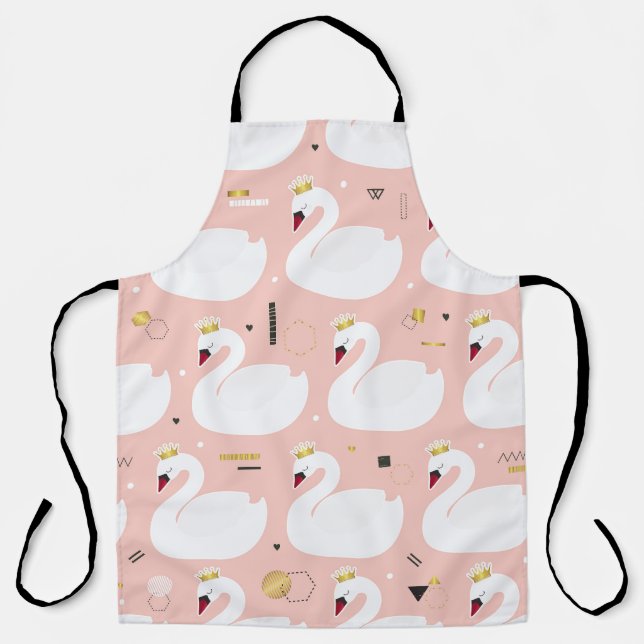 Seamless pattern with white swans. apron (Front)