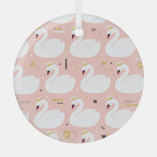 Seamless pattern with white swans. glass tree decoration