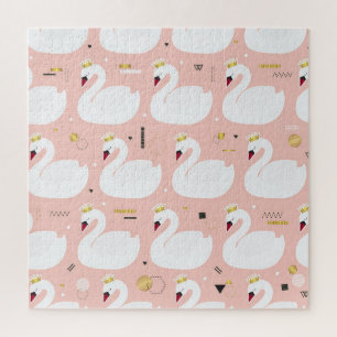 Seamless pattern with white swans. jigsaw puzzle