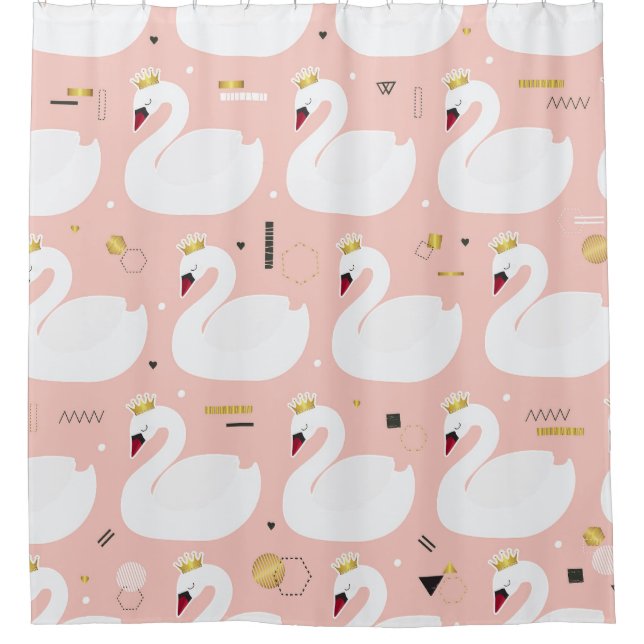 Seamless pattern with white swans. shower curtain (Front)