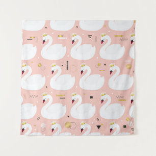 Seamless pattern with white swans. tapestry