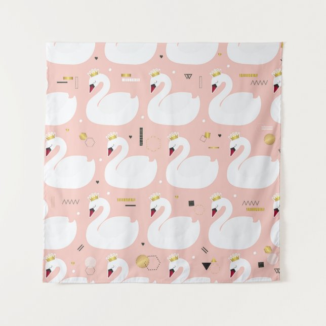 Seamless pattern with white swans. tapestry (Front)